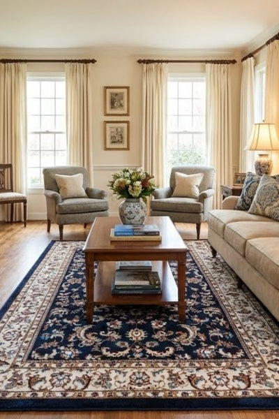 Orient Bloom Navy 741 - Teppich Glanz