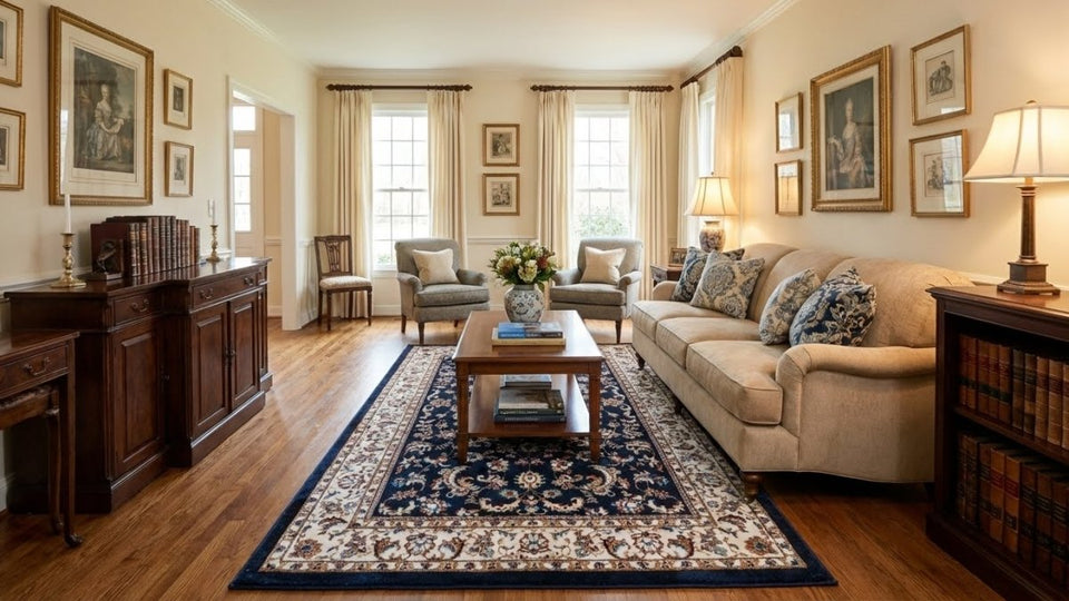 Orient Bloom Navy 741 - Teppich Glanz